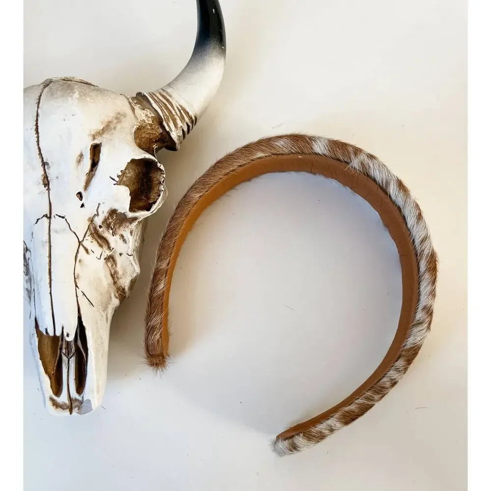 Genuine Cowhide Leather Headband | Leopard Print | One of a Kind